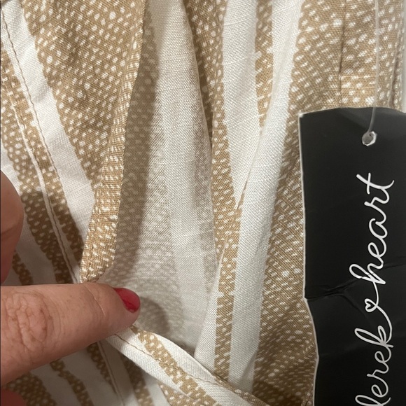 Derek Heart Tan and White Striped Pants Size Large - Picture 6 of 7